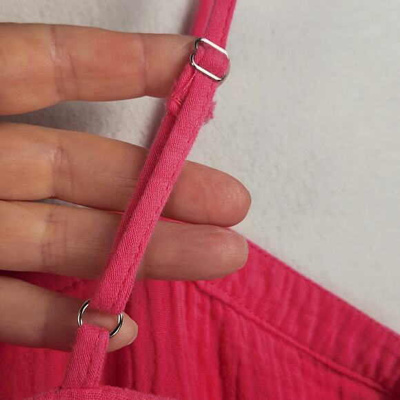 Laurel Grey Dress Women’s SZ M Pink Button Front Tie Waist Tiered Cotton EUC - Picture 9 of 16